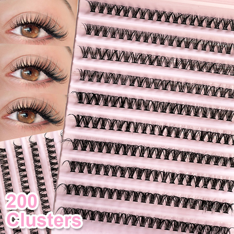 False Eyelashes Natural - 개별 속눈썹 속눈썹 클러스터 8-16mm 200개